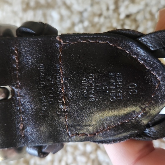 Tresse Women's belt small hand black braided genuine leather 36 - Picture 2 of 3